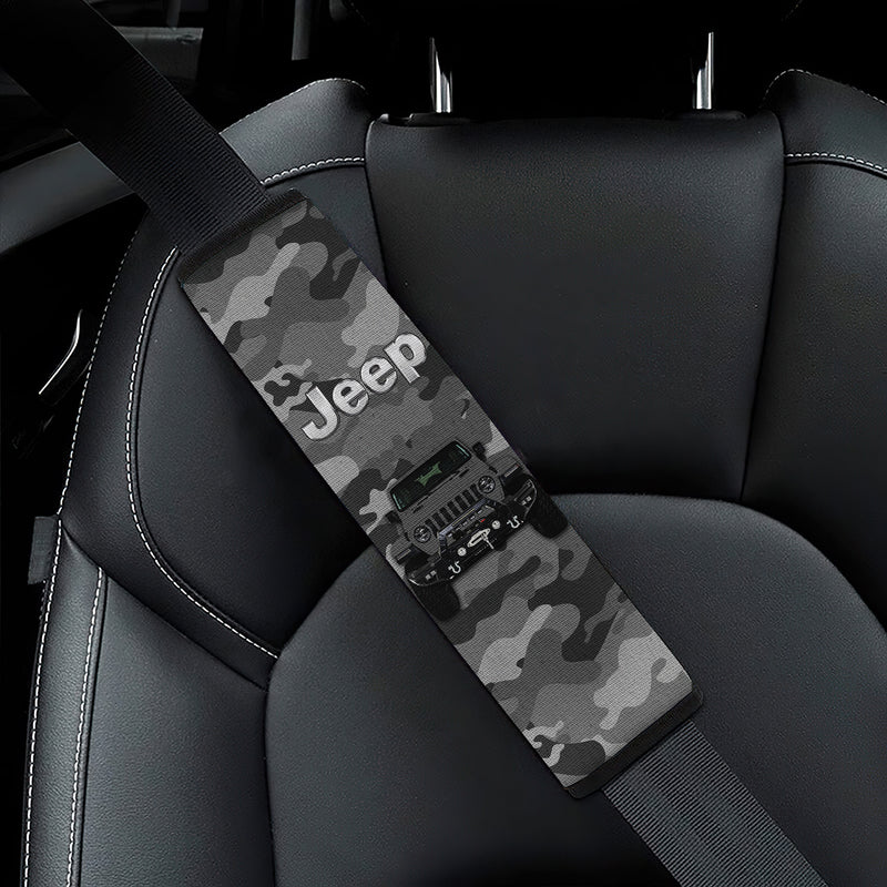 Grey Jeep Camouflage Car Seat Belt Cover Custom Car Accessories