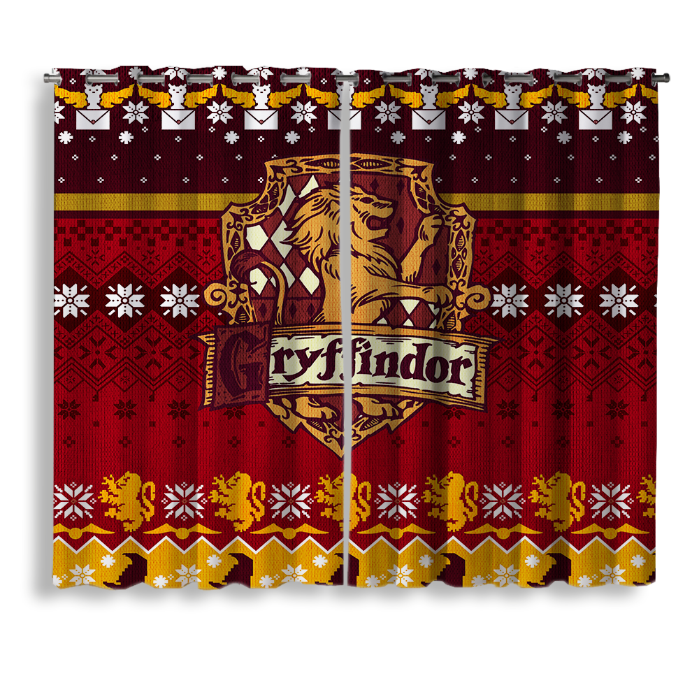 Gryffindor Harry Potter Christmas Window Curtain gryffindor-harry-potter-christmas-window-curtain