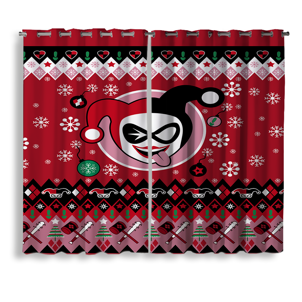 Harley Quinn Christmas Window Curtain