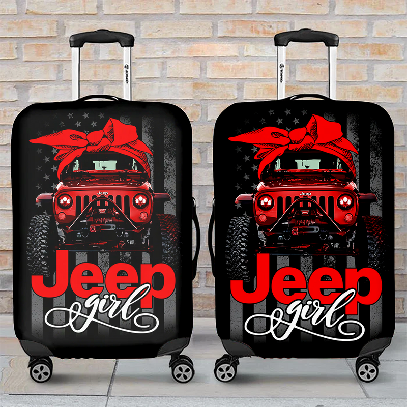 Jeep Girl Red Luggage Cover Suitcase Protector