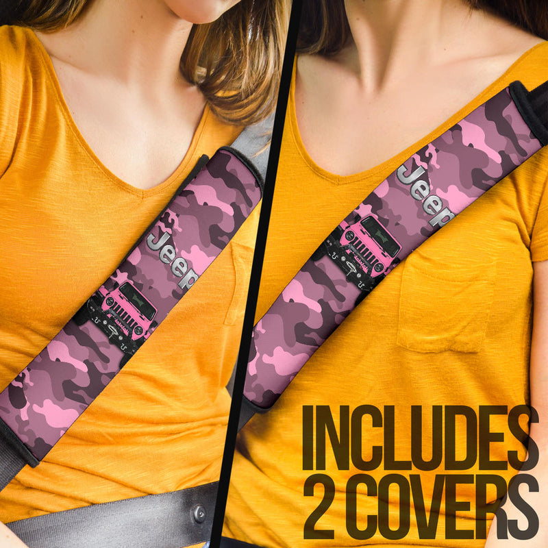 Pink Jeep Camouflage Car Seat Belt Cover Custom Car Accessories