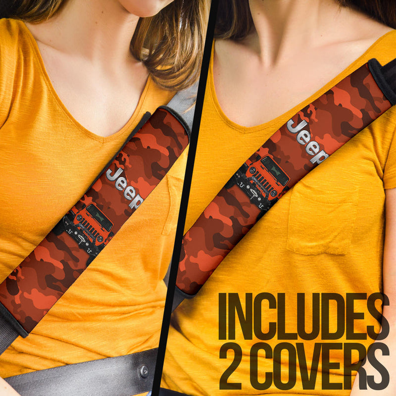 Orange Jeep Camouflage Car Seat Belt Cover Custom Car Accessories