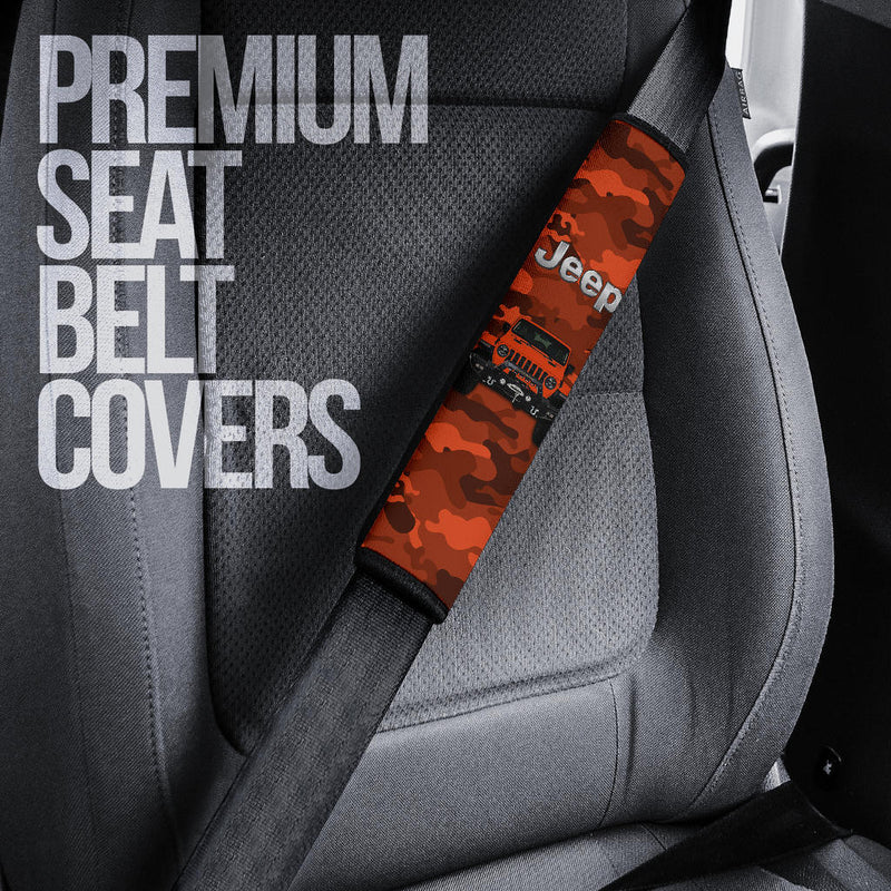 Orange Jeep Camouflage Car Seat Belt Cover Custom Car Accessories