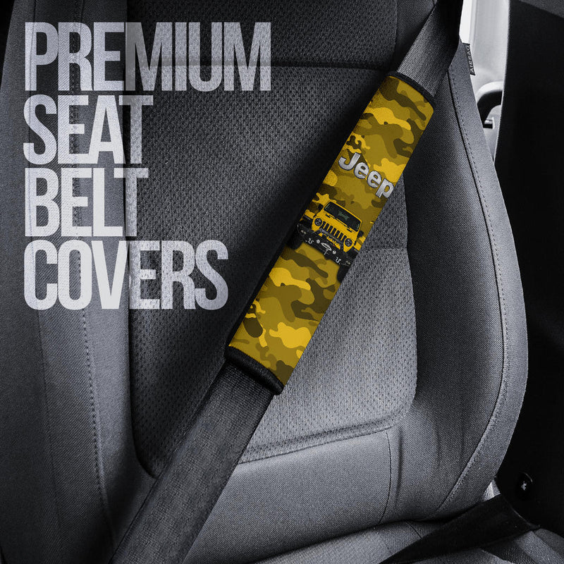 Yellow Jeep Camouflage Car Seat Belt Cover Custom Car Accessories