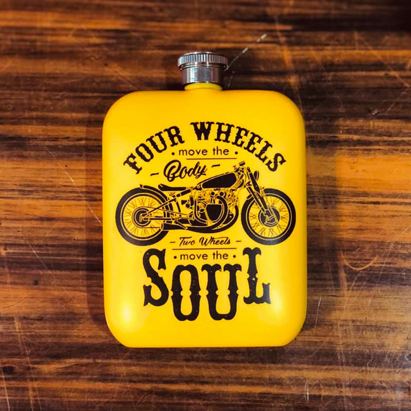 Yellow Four Weels Adventure Hip Flask