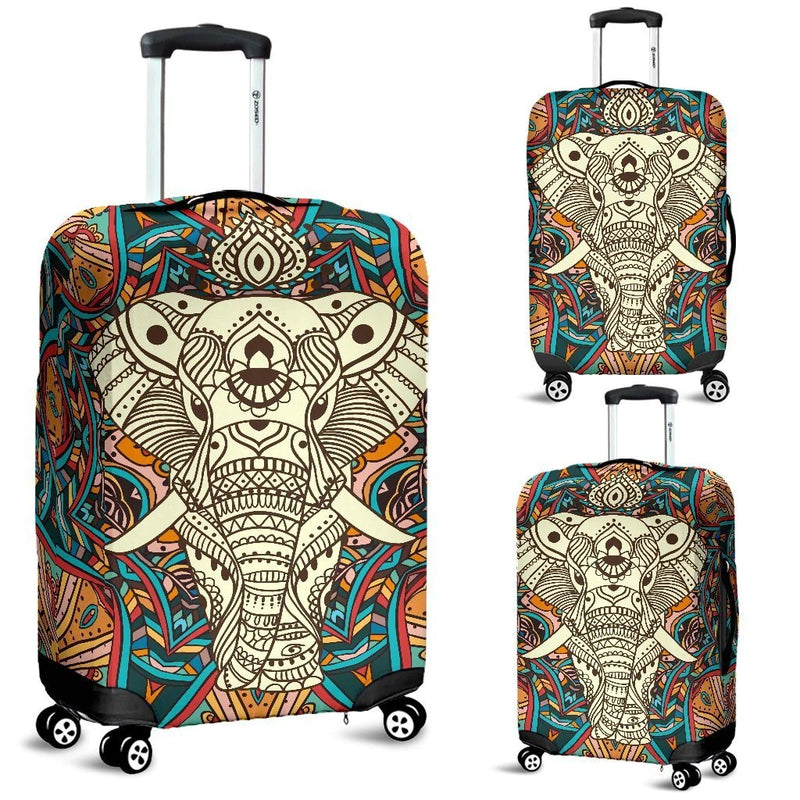 Elephant Colorful Indian Luggage Cover Suitcase Protector Nearkii