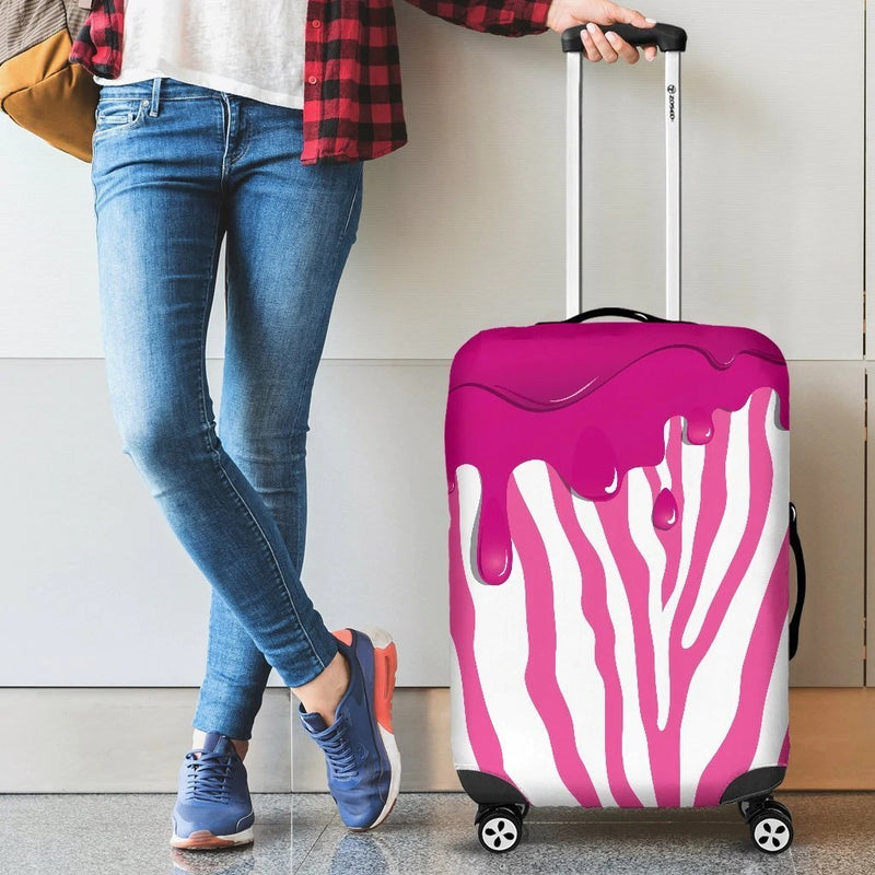 Flowing Pink Paint Zebra Luggage Cover Suitcase Protector Nearkii