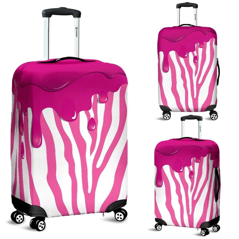 Flowing Pink Paint Zebra Luggage Cover Suitcase Protector Nearkii