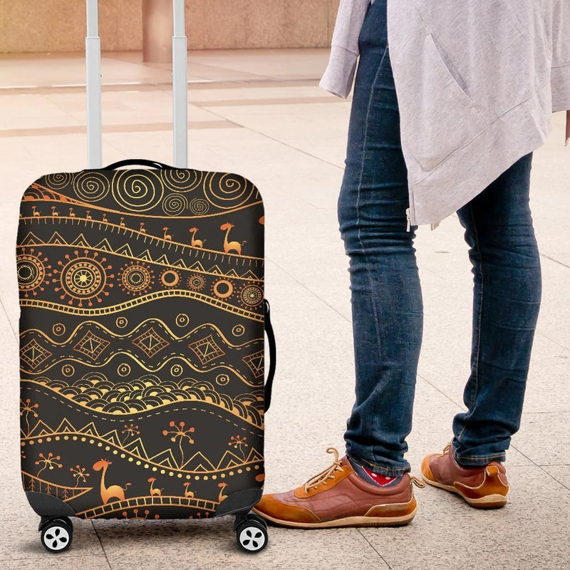 Gold African Design Luggage Cover Suitcase Protector Nearkii