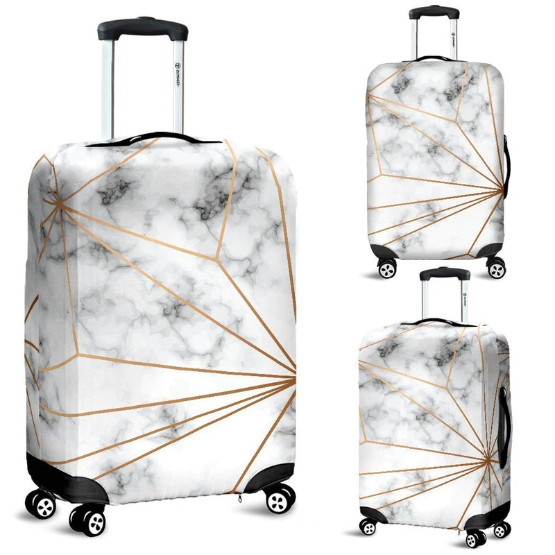 Gold Geometric Line Marble Luggage Cover Suitcase Protector Nearkii