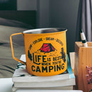 Combo Yellow And Green Life Is Best When You Camping Campfire Travel Mugs 2023 Nearkii