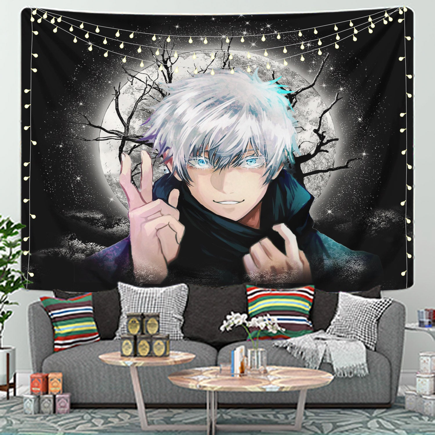 Gojo Jujutsu Kaisen Moonlight Tapestry Room Decor