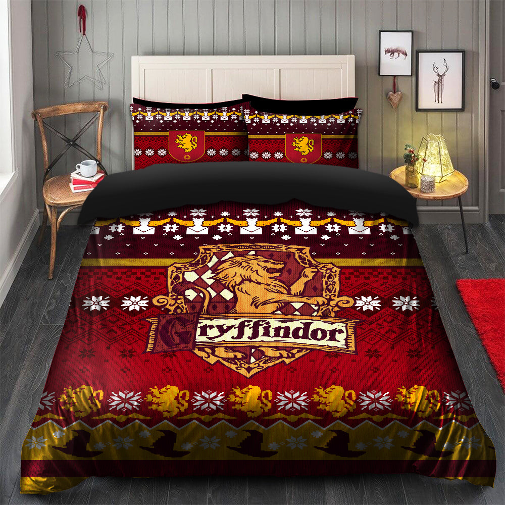 Gryffindor Harry Potter Christmas Bedding Set Duvet Cover And 2 Pillow