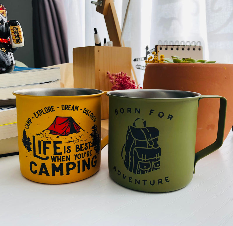 Combo Green And Yellow Best Camping Campfire Travel Mugs 2023 Nearkii