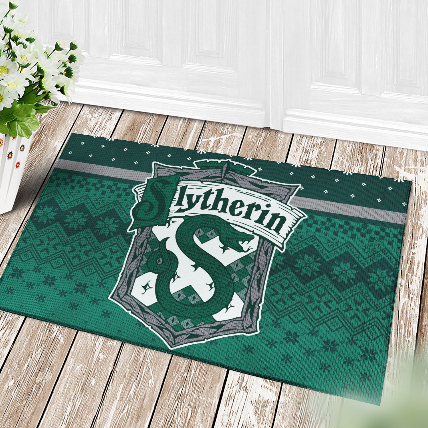 Slytherin Christmas Harry Potter Doormat Home Decor