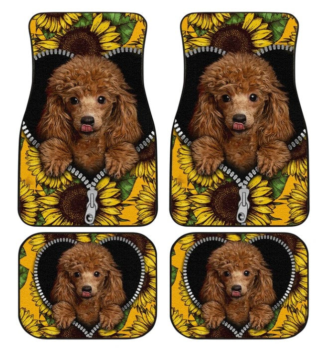 Cute Sunflower Poodle Car Floor Mats Car Accessories For Poodle Owners Nearkii