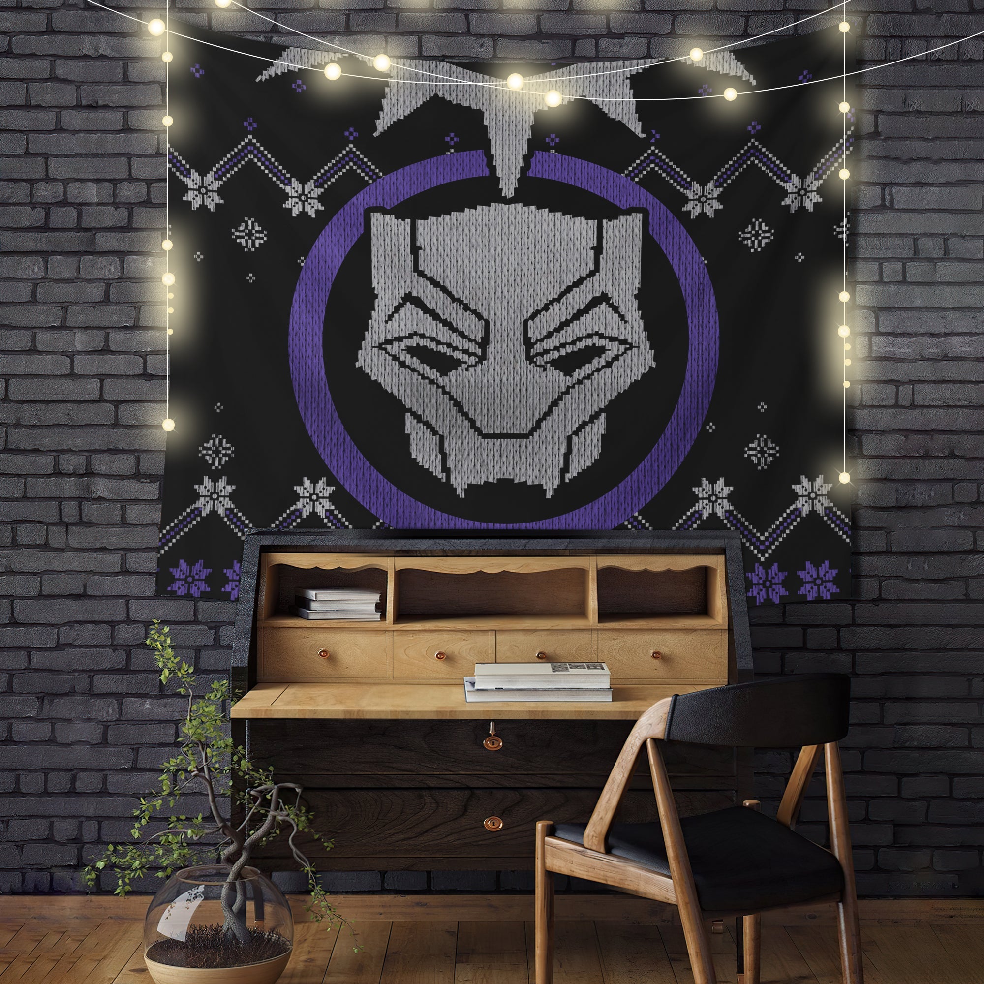 Black Panther Christmas Tapestry Room Decor
