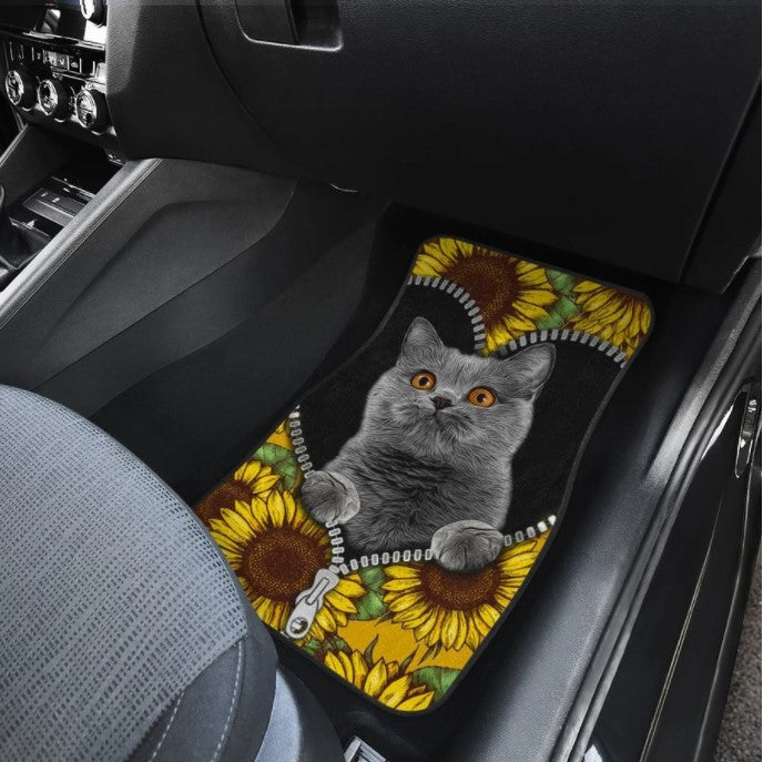 Sunflower British Short Hair Cat Car Floor Mats Custom Cat Car Accessories Nearkii