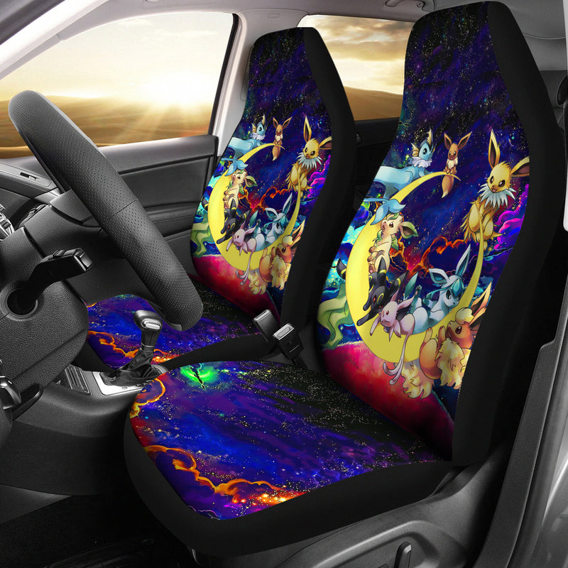Eevee Evolution Pokemon Family Love You To The Moon Galaxy Car Seat Covers Nearkii