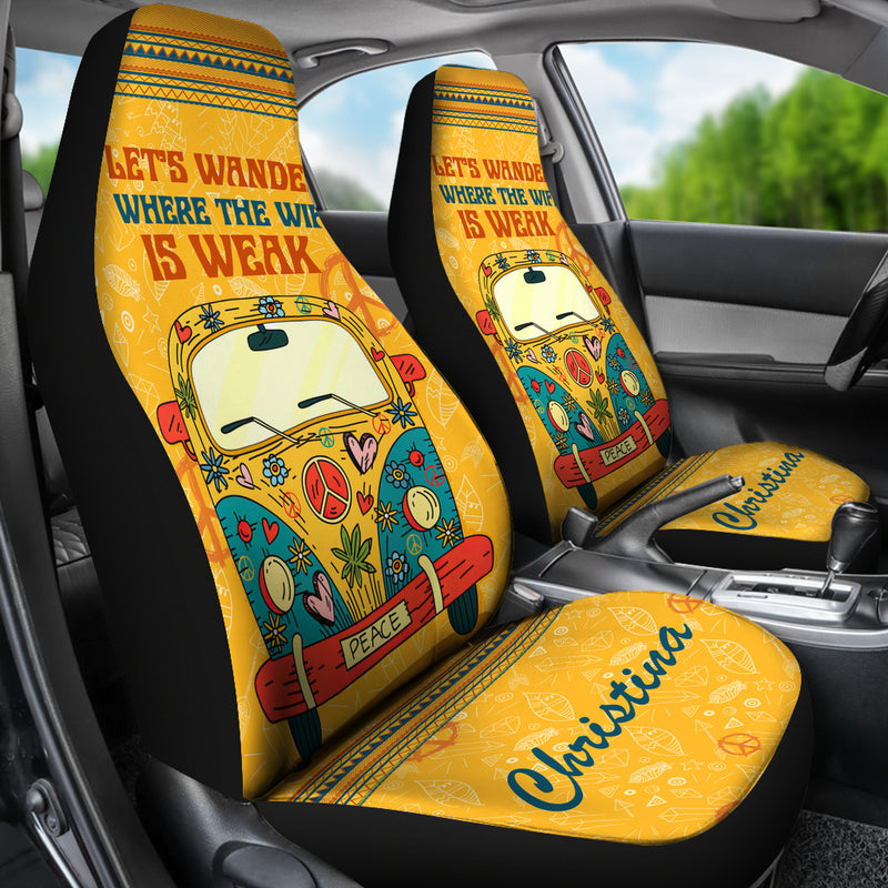 Best Personalized Yellow Hippie Van Trip Premium Custom Car Seat Covers Decor Protector Nearkii