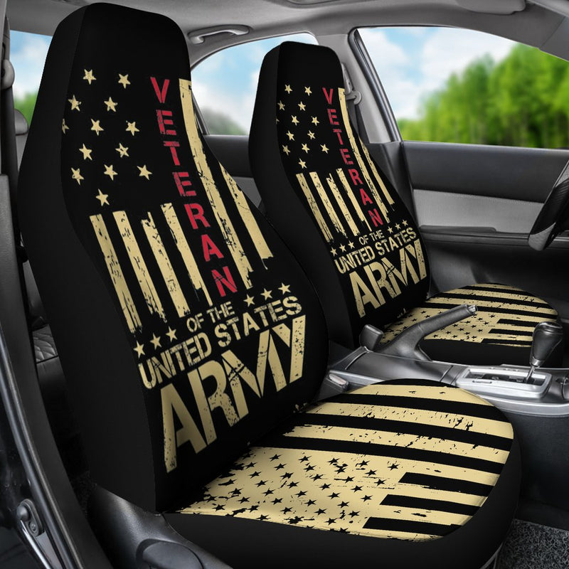 Best Patriotic U.S Army Veteran Red Line American Flag Premium Custom Car Seat Covers Decor Protector Nearkii