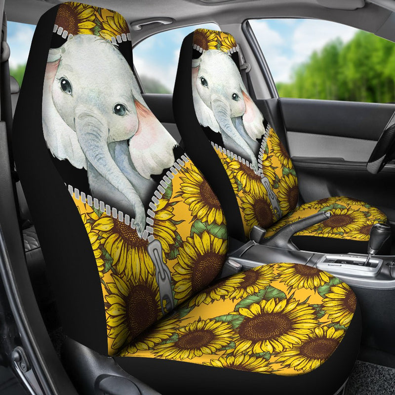 Sunflower Elephant Premium Custom Car Seat Covers Decor Protector