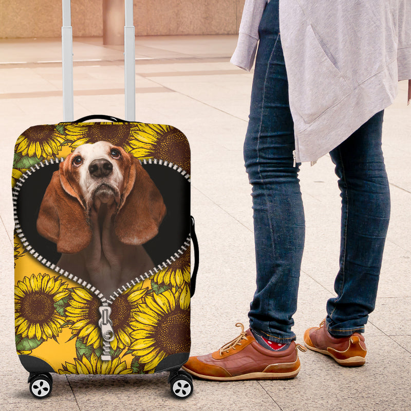 Basset Hound Sunflower Zipper Luggage Cover Suitcase Protector Nearkii
