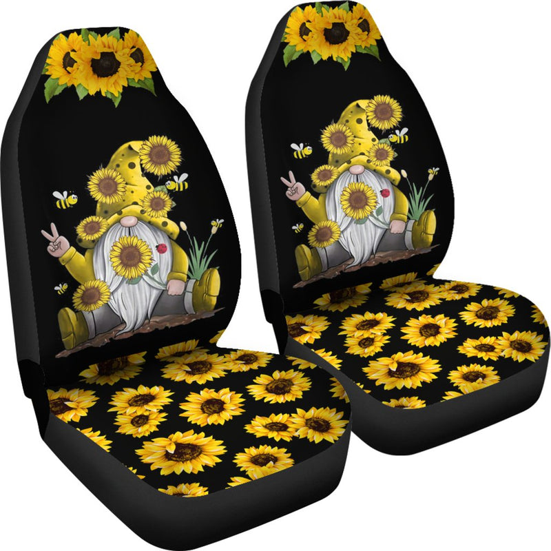 Best Sunflower Gnome With Bee Seat Covers Car Decor Car Protector Nearkii