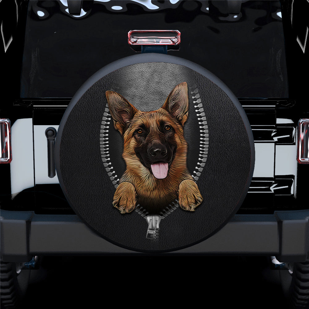 German Shepherd Zipper Car Spare Tire Covers Gift For Campers