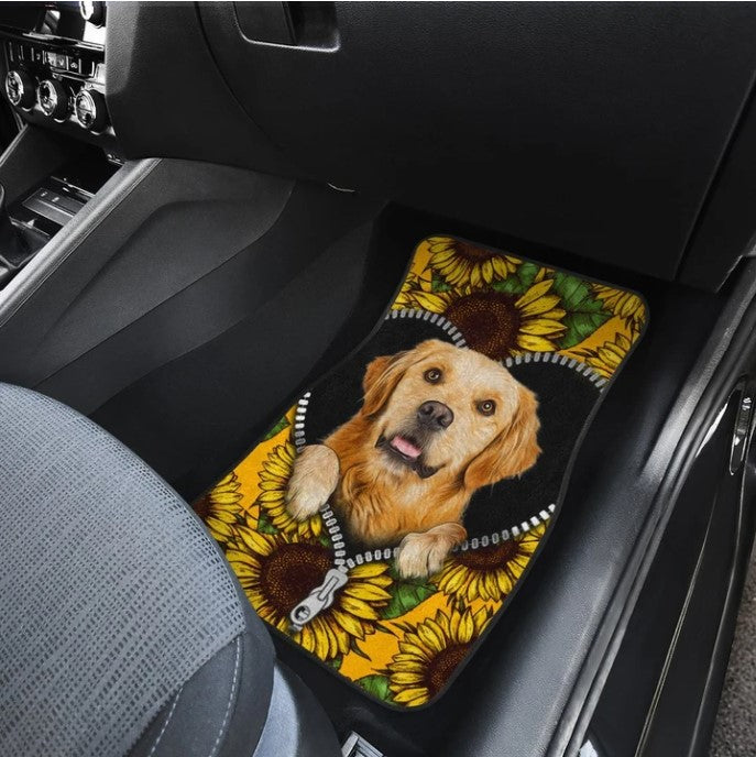 Sunflower Golden Retriever Car Floor Mats Gift Idea Nearkii