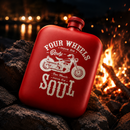 Red Four Weels Adventure Hip Flask