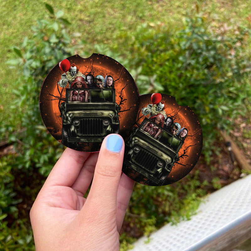 Pennywise And Friends Halloween Moonlight Car Coasters Auto Cup Holder