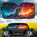 Cartoon Unicorn Sitting On A Cloud With Sparkling Star Car Auto Sunshades