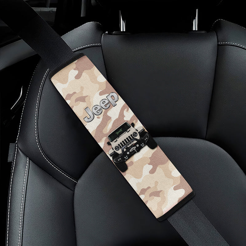 Cream White Jeep Camouflage Car Seat Belt Cover Custom Car Accessories