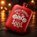 Red Four Weels Adventure Hip Flask