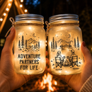 Personalized Husband And Wife Adventure Partners For Life Mason Jar Light
