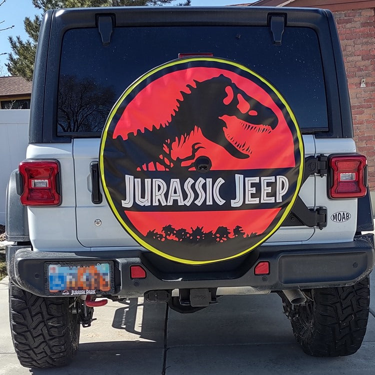 Jurassic Jeep Dinosaur T-rex Car Spare Tire Covers Gift For Campers