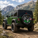 Snoopy Green Jeep US Flag Mountain Car Spare Tire Cover