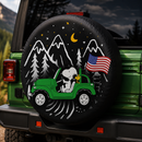 Snoopy Green Jeep US Flag Mountain Car Spare Tire Cover