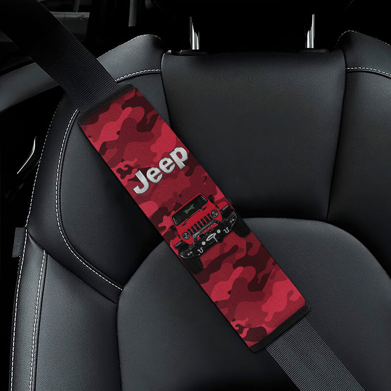 Red Jeep Camouflage Car Seat Belt Cover Custom Car Accessories