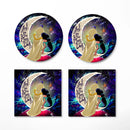 Aladin Couple Love You To The Moon Galaxy Ceramic Drink Coasters