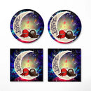 Among Us Couple Love You To The Moon Galaxy Ceramic Drink Coasters