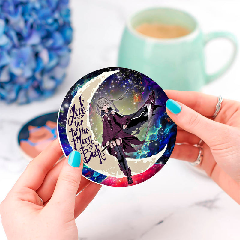 Anime Girl Soul Eate Love You To The Moon Galaxy Ceramic Drink Coasters