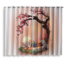 Arcanine Sleep Cherry Blossom Window Curtain