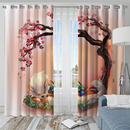 Arcanine Sleep Cherry Blossom Window Curtain