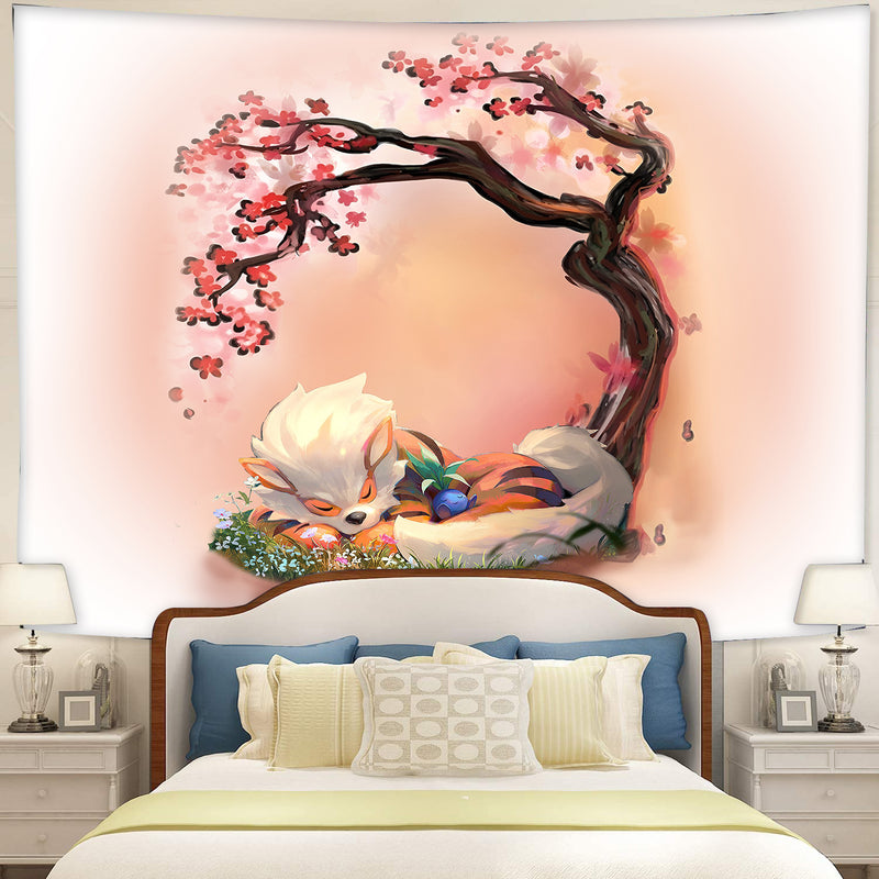 Arcanine Pokemon Sleep Cherry Blossom Tapestry Room Decor