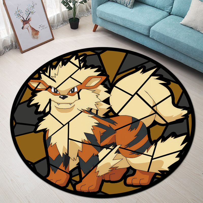 Arcanine Stained Glass Round Rug