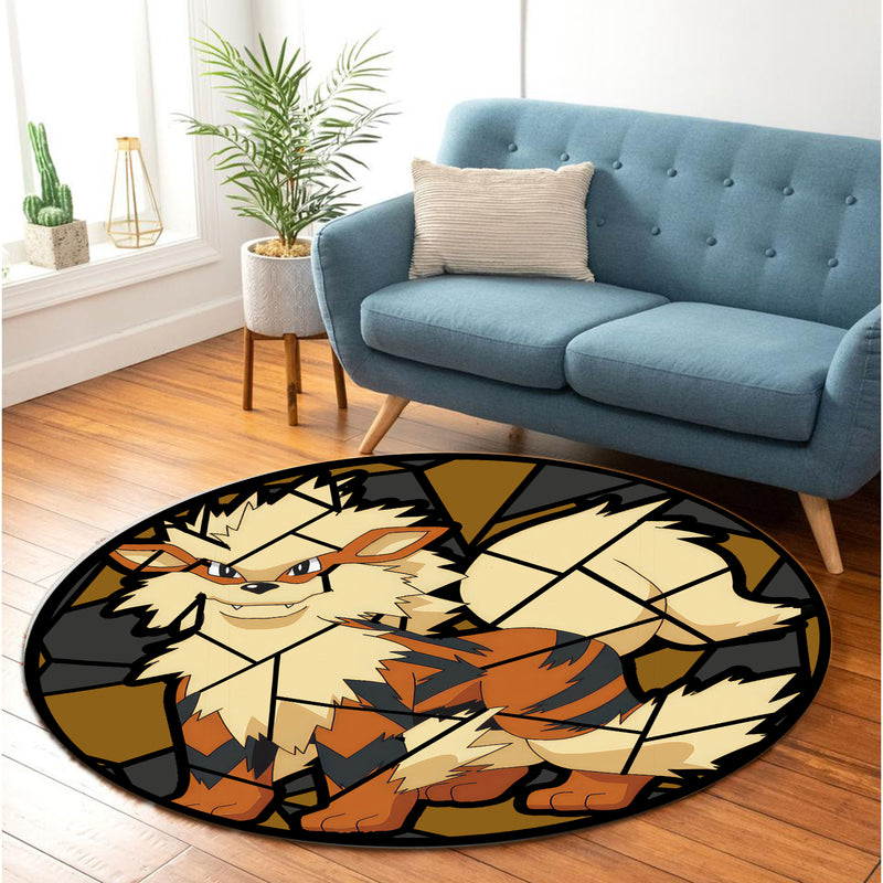 Arcanine Stained Glass Round Rug