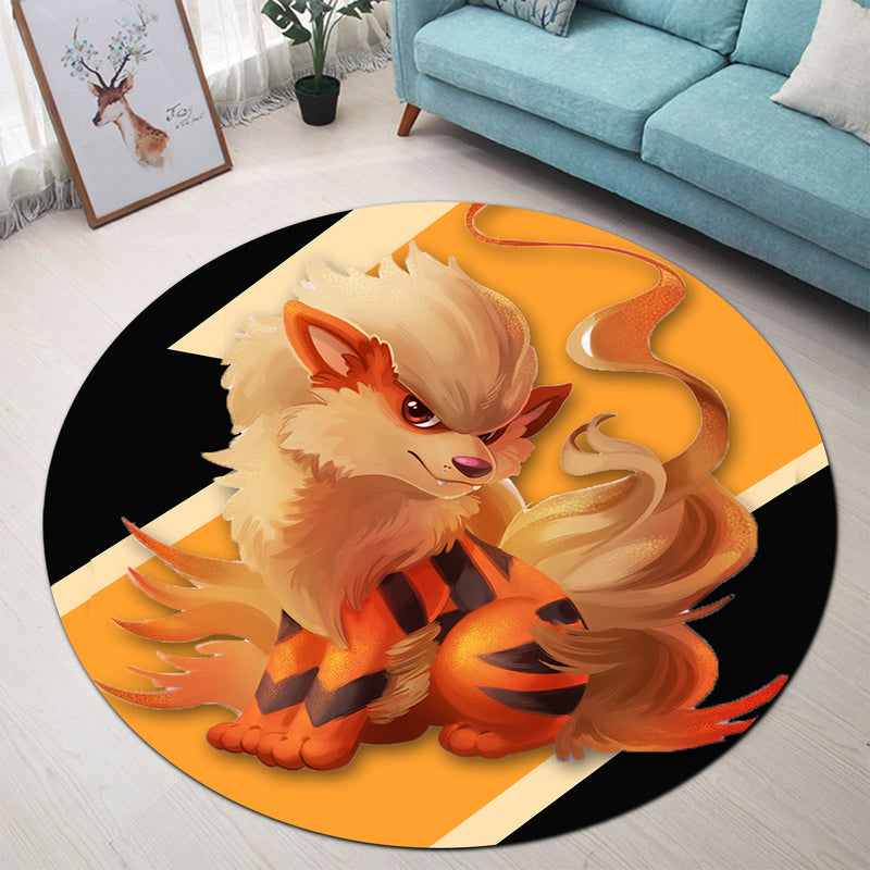 Arcanine Pokemon Round Carpet Rug Bedroom Livingroom Home Decor