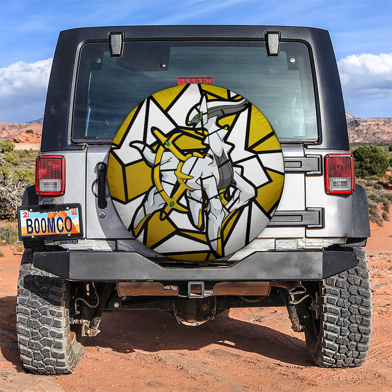 Arceus Legendary Pokemon Stained Glass Car Spare Tire Covers Gift For Campers